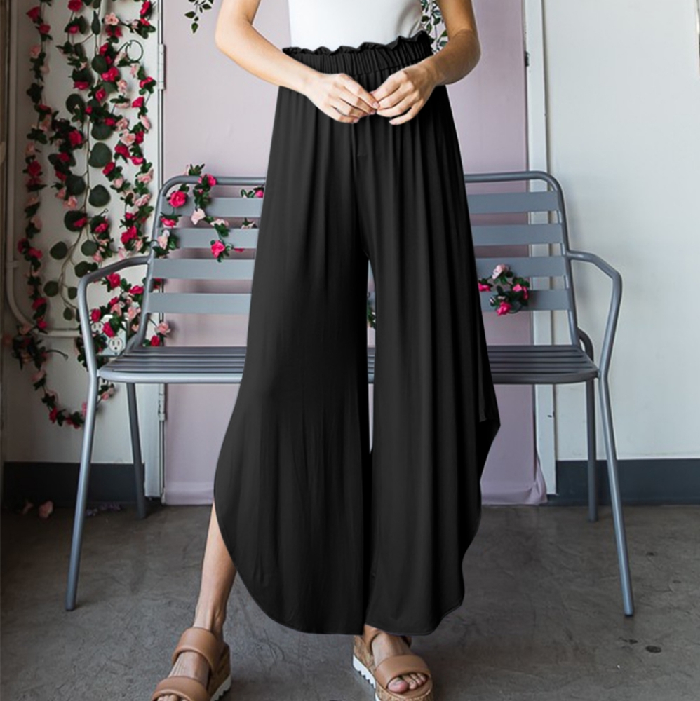 Heimish Full Size Frill Slit High Waist Wide Leg Pants